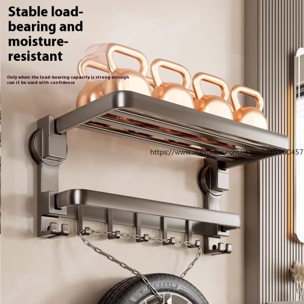 Suction Cup Towel Rack, Bathroom Non-Punching Bath Towel Rack, Bathroom Rack Integrated Toilet Hook Towel Hanging Rod