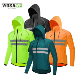 Windproof Cycling Jackets Hooded Waterproof Long Sleeve Windbreaker Jerseys Reflective Vest Bicycle Clothing Men'S Jacket