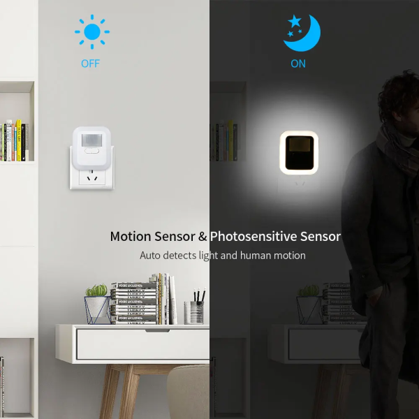 Press Switch LED Night Lights Light Control Smart Night Lamp Stair Corridor PIR Motion Sensor Night Light with Wireless Remote