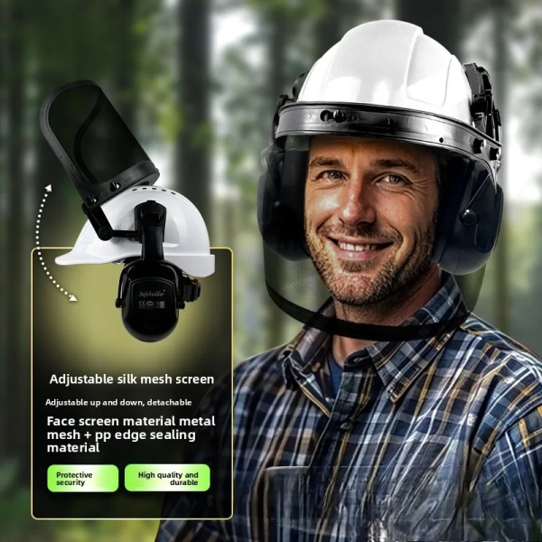 Protective Hard Hat Multifunctional Safety Helmet Steel Mesh Face Protection Lawn Mower Protective Equipment CE Forestry Helmet