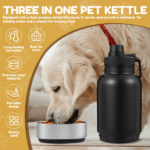 32Oz Stainless Steel Detachable Portable Dog Water Bottle 3 in 1 Leakproof Puppy Dog Feeding and Water Bowls Dog Accessories
