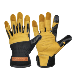 QEARSAFETY Cowhide Leather Mechanic Work Safety Gloves, Multi-Function, Knuckle TPR Rubber Anti-Impact