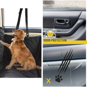 Dog Car Seat Cover for Back Seat, 100% Waterproof Back Seat Pet Cover for Dogs with Mesh Window, Scratch Prevent Antinslip Dog Hammock for Car