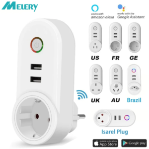 Wifi Smart Power Plug Adapter Electrical Outlet Schuko EU US AU UK Socket USB Timer Remote by Tuya App Alexa Google Home